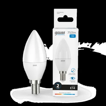 Лампа светодиодная Elementary Свеча 10W 750lm 6500K Е14 LED 1/10/100 | 33130 | Gauss