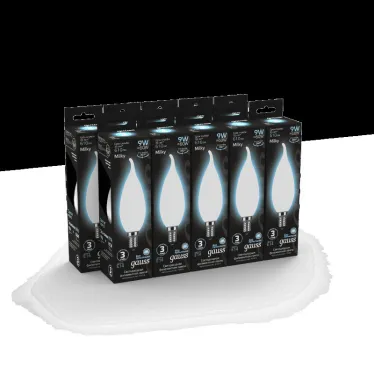 Лампа светодиодная Filament Свеча на ветру 9W 610lm 4100К Е14 milky LED 1/10/50 | 104201209 | Gauss