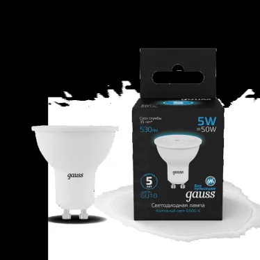 Лампа светодиодная MR16 5W 530lm 6500K GU10 LED 1/10/100 | 101506305 | Gauss