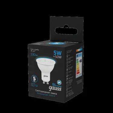 Лампа светодиодная MR16 5W 530lm 6500K GU10 LED 1/10/100 | 101506305 | Gauss