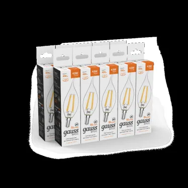 Лампа светодиодная Basic Filament Свеча на ветру 4,5W 400lm 2700К Е14 LED 1/10/50 | 1041115 | Gauss