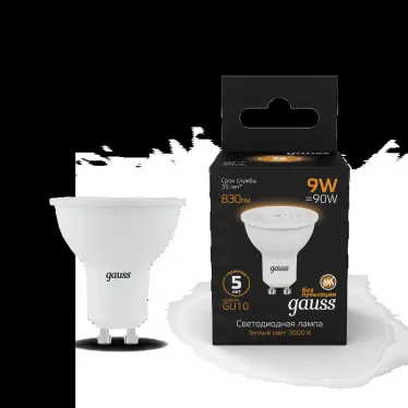 Лампа светодиодная MR16 9W 830lm 3000K GU10 LED 1/10/100 | 101506109 | Gauss