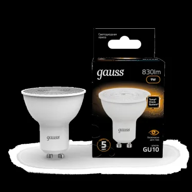 Лампа светодиодная MR16 9W 830lm 3000K GU10 LED 1/10/100 | 101506109 | Gauss