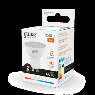 Лампа светодиодная Elementary MR16 11W 850lm 3000K GU10 LED 1/10/100 | 13611 | Gauss