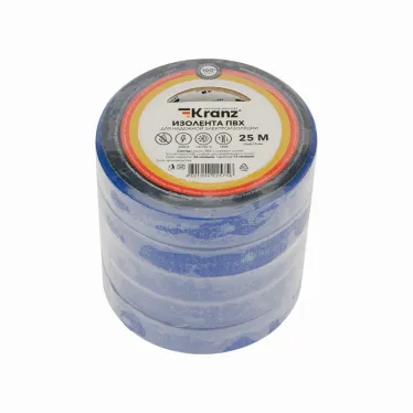 Изолента ПВХ KRANZ 0.13х15 мм, 25 м, синяя