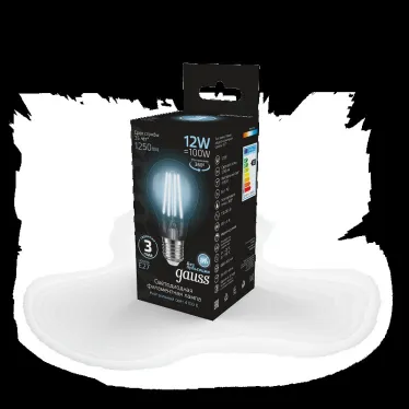 Лампа светодиодная Filament А60 12W 1250lm 4100К Е27 LED 1/10/40 | 102902212 | Gauss