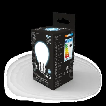 Лампа светодиодная Filament Шар 9W 610lm 4100К Е27 milky LED 1/10/50 | 105202209 | Gauss