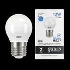 Лампа светодиодная Elementary Шар 12W 950lm 6500K Е27 LED 1/10/100 | 53232 | Gauss