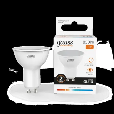 Лампа светодиодная Elementary MR16 11W 850lm 3000K GU10 LED 1/10/100 | 13611 | Gauss