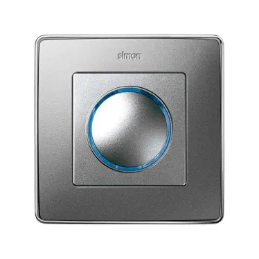 Simon 82 Накладка на на светорегулятор с голубой подсветкой основной, нажимной (проходной), S82 Detail алюмин | 82034-93 | Simon