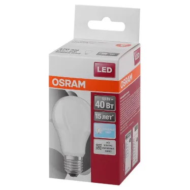 Лампа светодиодная LED STAR Classic A 5, 5W, матовая колба, Е27 LEDSCLA40 5, 5W/865 230VFR E2710X1RU | 4052899971523 | Osram