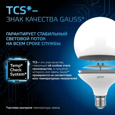 Лампа светодиодная G125 22W 1840lm 6500K E27 LED 1/10 | 105102322 | Gauss