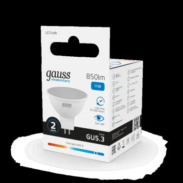 Лампа светодиодная Elementary MR16 11W 850lm 6500K GU5.3 LED 1/10/100 | 13531 | Gauss