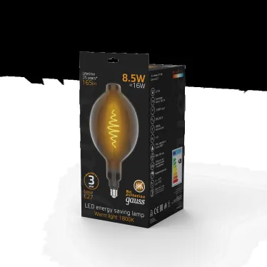 Лампа светодиодная LED Filament BT180 E27 8.5W Gray 165lm 1800K 1/2 | 152802005 | Gauss
