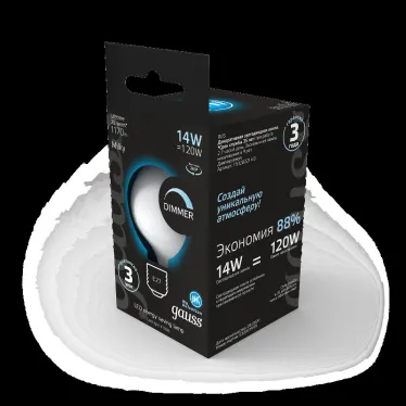 Лампа светодиодная Filament G200 14W 1170lm 4100К Е27 milky диммируемая LED 1/4 | 153202214-D | Gauss