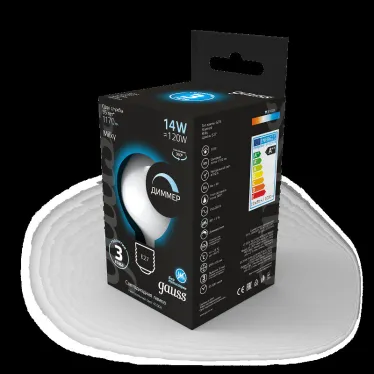 Лампа светодиодная Filament G200 14W 1170lm 4100К Е27 milky диммируемая LED 1/4 | 153202214-D | Gauss