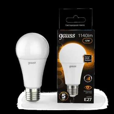 Лампа светодиодная A60 12W 1140lm 3000K Е27 шаг. диммирование LED 1/10/50 | 102502112-S | Gauss