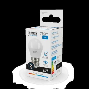 Лампа светодиодная Elementary Шар 10W 750lm 6500K Е27 LED 1/10/100 | 53230 | Gauss