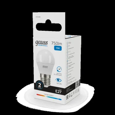 Лампа светодиодная Elementary Шар 10W 750lm 6500K Е27 LED 1/10/100 | 53230 | Gauss