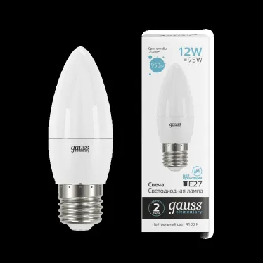 Лампа светодиодная Elementary Свеча 12W 950lm 4100K E27 LED 1/10/100 | 30222 | Gauss