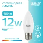 Лампа светодиодная Elementary Свеча 12W 950lm 4100K E27 LED 1/10/100 | 30222 | Gauss