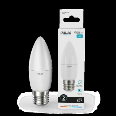 Лампа светодиодная Elementary Свеча 12W 950lm 4100K E27 LED 1/10/100 | 30222 | Gauss