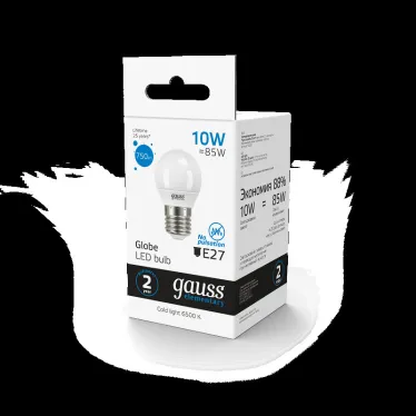 Лампа светодиодная Elementary Шар 10W 750lm 6500K Е27 LED 1/10/100 | 53230 | Gauss