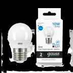 Лампа светодиодная Elementary Шар 10W 750lm 6500K Е27 LED 1/10/100 | 53230 | Gauss