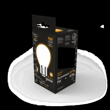 Лампа светодиодная Filament Шар 9W 590lm 3000К Е27 milky LED 1/10/50 | 105202109 | Gauss