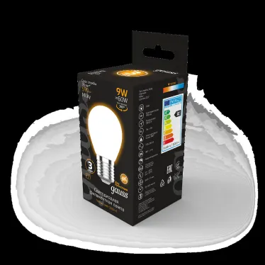 Лампа светодиодная Filament Шар 9W 590lm 3000К Е27 milky LED 1/10/50 | 105202109 | Gauss