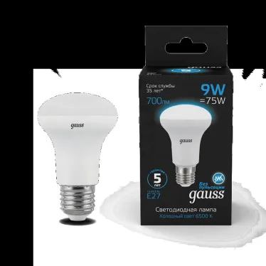 Лампа светодиодная R63 9W 700lm 6500K E27 LED 1/10/50 | 106002309 | Gauss