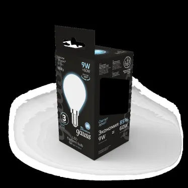 Лампа светодиодная Filament Шар 9W 610lm 4100К Е14 milky LED 1/10/50 | 105201209 | Gauss