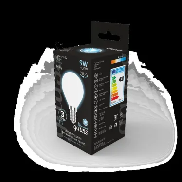 Лампа светодиодная Filament Шар 9W 610lm 4100К Е14 milky LED 1/10/50 | 105201209 | Gauss