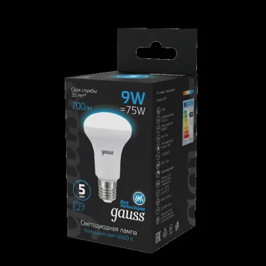 Лампа светодиодная R63 9W 700lm 6500K E27 LED 1/10/50 | 106002309 | Gauss