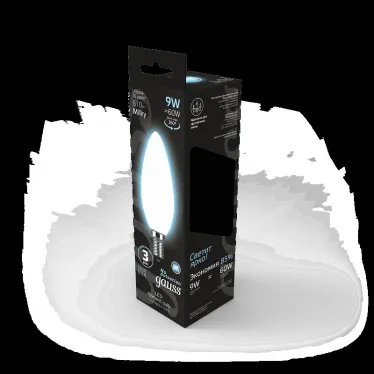 Лампа светодиодная Filament Свеча 9W 610lm 4100К Е14 milky LED 1/10/50 | 103201209 | Gauss