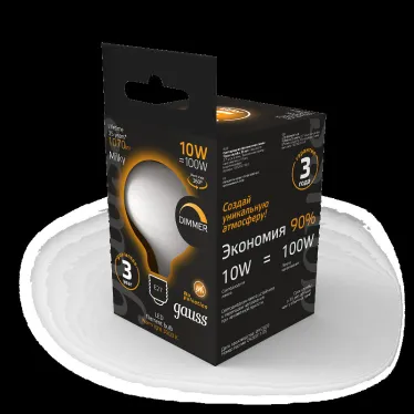 Лампа светодиодная Filament G125 10W 1070lm 3000К Е27 milky диммируемая LED 1/20 | 187202110-D | Gauss