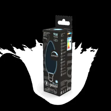 Лампа светодиодная Filament Свеча 9W 610lm 4100К Е14 milky диммируемая LED 1/10/50 | 103201209-D | Gauss