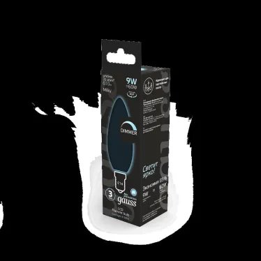 Лампа светодиодная Filament Свеча 9W 610lm 4100К Е14 milky диммируемая LED 1/10/50 | 103201209-D | Gauss