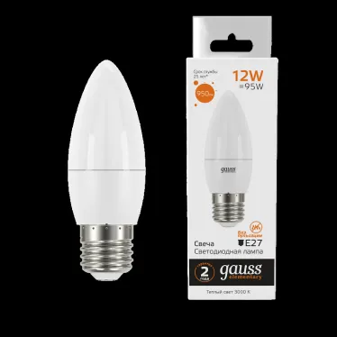 Лампа светодиодная Elementary Свеча 12W 950lm 3000K E27 LED 1/10/100 | 30212 | Gauss
