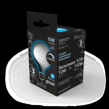 Лампа светодиодная Filament G125 10W 1100lm 4100К Е27 milky диммируемая LED 1/20 | 187202210-D | Gauss