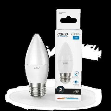 Лампа светодиодная Elementary Свеча 10W 750lm 6500K E27 LED 1/10/100 | 30230 | Gauss