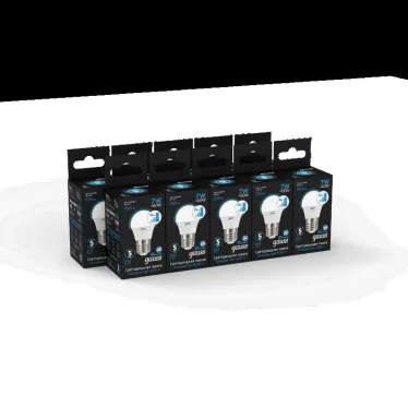 Лампа светодиодная Шар 7W 550lm 6500K Е27 шаг. диммирование LED 1/10/100 | 105102307-S | Gauss