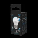 Лампа светодиодная Шар 7W 550lm 6500K Е27 шаг. диммирование LED 1/10/100 | 105102307-S | Gauss