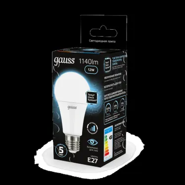 Лампа светодиодная A60 12W 1140lm 4100K Е27 шаг. диммирование LED 1/10/50 | 102502212-S | Gauss