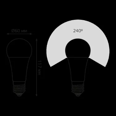 Лампа светодиодная A60 12W 1140lm 4100K Е27 шаг. диммирование LED 1/10/50 | 102502212-S | Gauss
