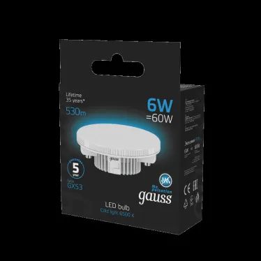 Лампа светодиодная GX53 6W 530lm 6500K LED 1/10/100 | 108008306 | Gauss