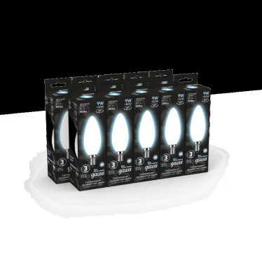 Лампа светодиодная Filament Свеча 9W 610lm 4100К Е14 milky LED 1/10/50 | 103201209 | Gauss