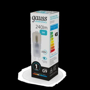 Лампа светодиодная Elementary G9 AC220-240V 3W 240lm 4100K пластик LED 1/10/200 | 14923 | Gauss