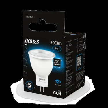 Лампа светодиодная MR11 3W 300lm 6500K GU4 LED 1/10/100 | 132517303 | Gauss