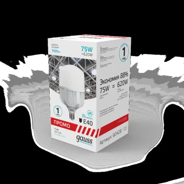 Лампа светодиодная промышленная Elementary T140 75W 7000lm 4100K E40 Promo LED 1/12 | 60428 | Gauss